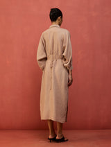 Masaru Buttoned Linen Dress - Dusty Rose