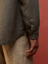 Zuma Hand-Embroidered Linen Shirt - Grey