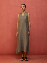 Tako Sleeveless Linen Knot Dress - Grey
