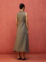 Tako Sleeveless Linen Knot Dress - Grey
