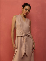 Tako Sleeveless Linen Knot Dress - Dusty Rose