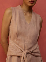 Tako Sleeveless Linen Knot Dress - Dusty Rose