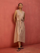 Tako Sleeveless Linen Knot Dress - Dusty Rose