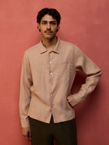 Hiro Pocket Embroidered Linen Shirt - Dusty Rose