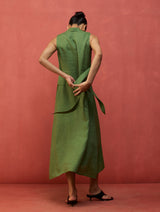 Tako Sleeveless Linen Knot Dress - Fern Green