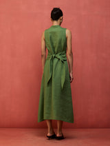Tako Sleeveless Linen Knot Dress - Fern Green