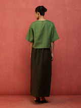 Mariko Cropped Linen Co-ord Set - Fern Green
