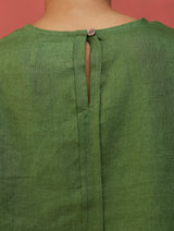 Mariko Cropped Linen Top - Fern Green