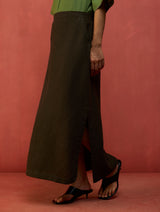 Hiro Linen Skirt - Olive Charcoal