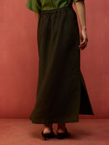 Hiro Linen Skirt - Olive Charcoal