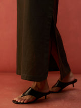 Hiro Linen Skirt - Olive Charcoal