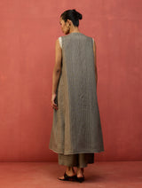 Misato Stripe Linen Overlay - Grey