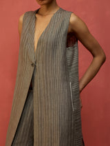 Misato Stripe Linen Co-ord Set - Grey