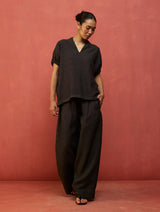 Mekko Pleated Linen Trousers - Charcoal