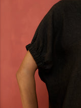 Hoshi Linen Top - Charcoal