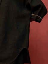 Sumire Curved Hem Linen Co-ord Set - Charcoal