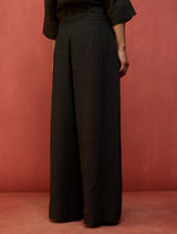 Mekko Pleated Linen Trousers - Charcoal