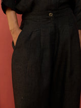 Mekko Pleated Linen Trousers - Charcoal
