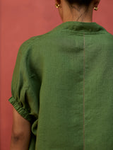 Hoshi Linen Top - Fern Green