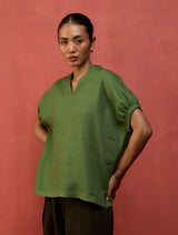 Hoshi Linen Top - Fern Green