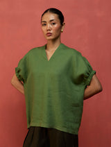 Hoshi Linen Top - Fern Green
