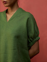 Hoshi Linen Top - Fern Green
