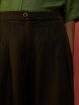 Nako Crop Linen Co-ord Set - Olive Charcoal