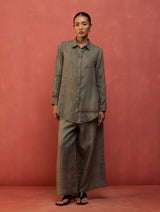 Kira Hand-Embroidered Linen Shirt - Grey