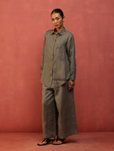 Kira Hand-Embroidered Linen Co-ord Set - Grey