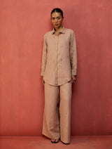 Kira Hand-Embroidered Linen Co-ord Set - Dusty Rose