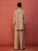 Kira Hand-Embroidered Linen Co-ord Set - Dusty Rose