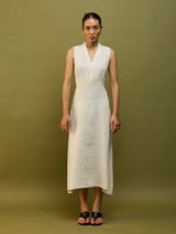 Tako Sleeveless Linen Knot Dress - Off White