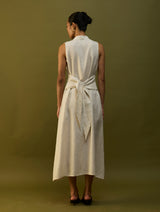 Tako Sleeveless Linen Knot Dress - Off White