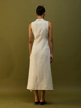 Tako Sleeveless Linen Knot Dress - Off White