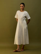 Fumi Bias Skirt Stripe Linen Dress - Off White