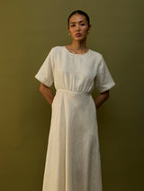 Fumi Bias Skirt Stripe Linen Dress - Off White