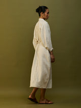 Masaru Buttoned Linen Dress - Off White