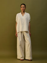 Mekko Pleated Linen Trousers - Off White