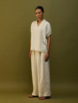 Mekko Pleated Linen Trousers - Off White