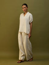 Mekko Pleated Linen Trousers - Off White