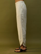 Etsu Yoke Linen Kurta Set - Off White