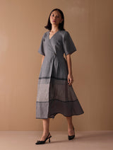 Issa Metallic Wrap Dress - Metallic Grey