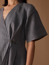 Issa Metallic Wrap Dress - Metallic Grey