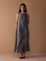 Pana Bias Panel Metallic Dress - Metallic Grey