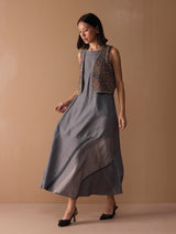 Riza Hand-Embroidered Vest - Metallic Grey