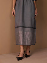 Mara Metallic Linen Gathered Dress - Metallic Grey