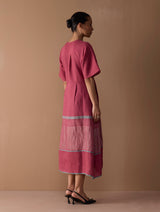 Issa Metallic Wrap Dress - Metallic Crimson