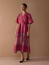 Issa Metallic Wrap Dress - Metallic Crimson