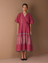 Issa Metallic Wrap Dress - Metallic Crimson
