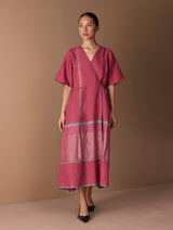 Issa Metallic Wrap Dress - Metallic Crimson